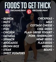 How To Get Thick Body Food, Food For Glute Gains, Foods To Get Thick, Getting Thick Food, Slim Thick Diet Meal Plan, Gaining Weight Tips For Women, Workout Jewelry, Healthy Weight Gain Foods, Get Thick