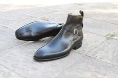 Crafted Leather Classic Bespoke Dress Shoes Black Calf Leather Buckle Strap Jodhpur Boot on Storenvy Bespoke Dress, Quality Leather Boots, Jodhpur Boots, Custom Design Shoes, Handmade Leather Shoes, Mens Boots Fashion, Jodhpur, Leather Buckle, Shoes Black