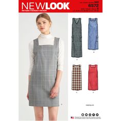 a women's dress and overalls sewing pattern from new look