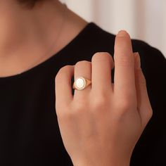 14K 18K Solid Gold Diamond Signet Ring Diamond or Cz Circle | Etsy Gold Pearl Ring Stamped 14k For Gift, Gift Signet Ring With Bezel Setting, Gift Bezel Setting Open Signet Ring, Modern Yellow Gold Opal Ring Gift, Elegant Rose Gold Plated Signet Ring, Gold Opal Ring Fine Jewelry, Gold Opal Ring Stamped 14k, Gold Plated Signet Ring For Anniversary, Initial Ring With Bezel Setting Fine Jewelry