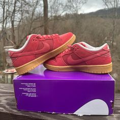 Introducing The Rare Nike Sb Dunk Low Adobe Red/Gum 2023 (Dv5429-600) In Men's Size 4 And Women's Size 5.5. This Sneaker Is Perfect For Athletic Activities And Is Made By The Renowned Brand Nike. The Shoe Shaft Style Is Low Top And It Comes In A Stunning Red Color. The Design Code Is Dv5429-600 And It Belongs To The Nike Sb Product Line. The Release Year Is 2023, Making It A Unique And Trendy Choice. These Are Rare And Sold Out Online. This Size Is Hard To Find. University Red Lace-up Sneakers With Gum Sole, University Red Sneakers With Gum Sole, University Red Low-top Sneakers With Gum Sole, Red Leather Skateboarding Sneakers, Red Low-top Sneakers With Gum Sole, Red Sneakers With Gum Sole For Skateboarding, Red Custom Sneakers With Gum Sole, Red Low-top Skate Shoes With Gum Sole, Red Leather Skate Shoes With Gum Sole