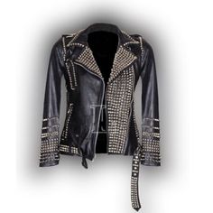 #Handmade-Jacket #Men's-Jacket #Leather-Jacket #Westren-Jacket #Studded-Jacket #Buy-Online-Jacket Rocker Outerwear With Rhinestone Rivets For Fall, Rocker Style Fall Outerwear With Rhinestone Rivets, Edgy Long Sleeve Outerwear With Rhinestone Rivets, Black Biker Jacket With Rivets For Fall, Fall Party Leather Jacket With Studs, Edgy Studded Leather Jacket For Spring, Black Studded Biker Jacket For Fall, Studded Black Outerwear For Fall, Trendy Studded Leather Jacket For Fall