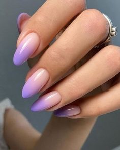 Ombre Nail Colors, Baby Boomers Nails, Purple Ombre Nails, Violet Nails, Purple Nail Designs, Ombre Nail Designs, Oval Nails