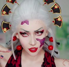 Daki Makeup Look, Daki Cosplay Makeup, Daki Cosplay Outfit, Daki Demon Slayer Cosplay, Daki Makeup, Daki Cosplay, Daki Icon, Cosplay Makeup Tutorial