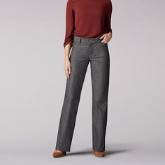 When it comes to capturing a clean and crisp look that lasts all day, our now updated Ultra Lux with Flex Motion Trouser Pant will certainly take your working wardrobe to a whole new level. This mid rise, regular fit pant is perfect for the daily grind, date night, and everything in between. The waistband on this trouser is designed for a no gap fit, made with a brilliant flexibility that never pinches or digs. Features include belt loops, front slant pockets, back welt pockets, and a trouser le Casual Gray Pants, Classic Full Length Jeans For Work, Tailored Straight Office Pants, Tailored Straight Leg Dress Pants For Career, Tailored Straight Pants For Office, Tailored Straight-leg Dress Pants For Career, Modern Full-length Jeans For Workwear, Modern Slim Fit Workwear Pants, Straight Fit Mid-rise Jeans For Work