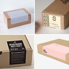 three boxes with different types of sticky notes inside one box and the other two are empty