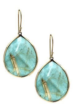 Ippolita 'Rock Candy - Large Teardrop' 18k Gold Earrings 18k Gold Earrings, I Love Jewelry, Yellow Gold Earring, Rutilated Quartz, Bijoux Diy, Turquoise Jewelry, Turquoise Stone, Modern Jewelry, Teardrop Earrings