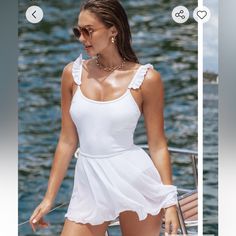 Brand New With Tags - White Ruffle One Piece Bathing Suit - The Skirt Is Detachable Ibiza Fits, Swimming Wedding, Bride Bathing Suit, White Bathing Suit, Wedding Diamond, Bathing Suits One Piece, Affordable Swimwear, Swimwear Beach, Bathing Suit Covers