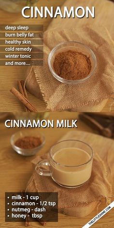 Resep Diet, Healthy Drinks Smoothies, Cinnamon Milk, Home Health Remedies, Healthy Drinks Recipes, Think Food, Health Drink, Natural Health Remedies, Healthy Juices