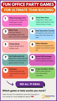 the ultimate office party games info sheet for kids and adults to play on their computer