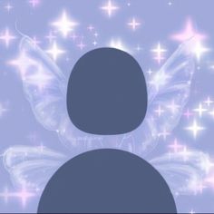 the silhouette of a butterfly against a background of stars and sparkles in pastel colors