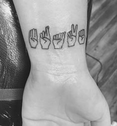 a hand with five fingers tattoo on the wrist