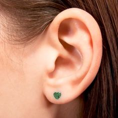 Best choice for everyday wear or even for a special event, this luxurious pair of lab-created emerald stud earrings set in solid 14k white gold will make a statement with your unique birthstone. Emerald is the official birthstone for the month of May and is considered to be a symbol of love and rebirth. Earrings come with standard solid 14k gold friction push-back locks. Lab-Created Emerald: Qty: 2 x 5mm Heart Cut Stones All of our products are available in 925 Sterling Silver, Solid 10k/14k/18k Princess Cut Stud Earrings, Emerald Stud Earrings, Elizabeth Jewelry, Oval Stud Earrings, Emerald Earrings Studs, Platinum Earrings, Month Of May, Diamond Birthstone, Sapphire Studs