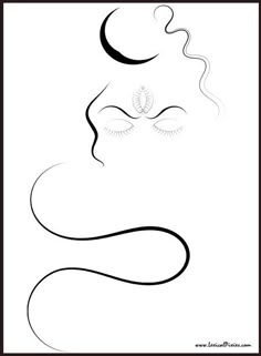 a drawing of a woman's face with her eyes closed and long hair blowing in the wind