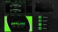 neon green web design with black and white accents for an offline gaming site or website