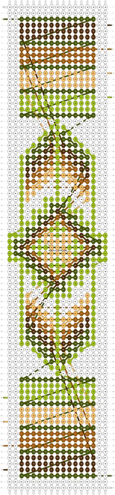 a cross stitch pattern with green, brown and orange stripes on it's edges