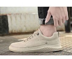 Outsole Material: PU Casual Walking Shoes With Vulcanized Sole And Round Toe, Casual Running Shoes With Rubber Sole, Casual Suede High-top Lace-up Shoes, Casual Low-top Lace-up Shoes For Outdoor, Casual Suede Lace-up Shoes With Round Toe, Casual Ankle-high Leather Walking Shoes, Casual Ankle-high Walking Shoes With Rubber Sole, Casual Beige Round Toe Sneakers, Beige Sneakers With Stitched Sole And Flat Heel