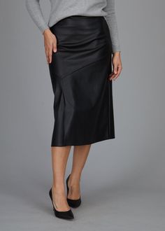 THIS ITEM IS FINAL SALE AND CANNOT BE RETURNED OR EXCHANGED Looking for a skirt that will take your style up a notch? Check out our Gigi faux leather long skirt! This piece is perfect for making a statement - whether you pair it with a tee and sneakers for an edgy look, or dress it up with a blouse and heels. The possi Leather Long Skirt, Long Leather Skirt, Taking Measurements, A Skirt, Edgy Look, Long Skirt, Modern Woman, Leather Skirt, Final Sale