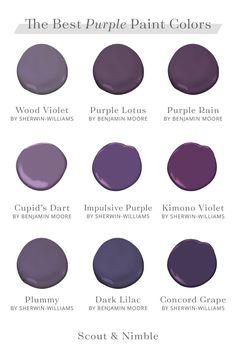 the best purple paint colors for walls and floors in different shades, from dark to light