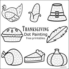 thanksgiving dot painting free printables for kids to color and use on the table