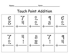 a printable worksheet with numbers and letters for the touch point addition game