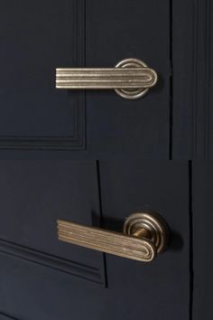 Get the perfect finish for your doors with a high-quality passage door handle set | Elegant brushed nickel door handle set on a wooden door, providing a comfortable grip and a touch of class to any room | Upgrade your doors with this stylish and functional passage door handle set in a black finish | A beautiful oil-rubbed bronze door handle set, adding a touch of warmth and sophistication to a traditional home. Bronze Door Handles, Laundry Doors, Elegant Doors, Bronze Door, Luxury Door, Door Handle Sets, Door Upgrade, Door Levers, Patina Finish