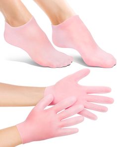 PRICES MAY VARY. Quality Materials: Silicone moisturizing socks and glove set is made of high quality material which has good stability, aging resistance, heat resistance, high elasticity, compression does not deform and other characteristics, long lasting. There is one of these silicone moisturizing socks, you can take better care of your feet. Washable and Reusable: Silicone moisturizing socks and glove set is soft washable and reusable. All you need to do is to wash and dry them with water af Pedicure Pink, Pedicure Socks, Moisturizing Gloves, Gel Socks, Silicone Gloves, Hand And Foot Care, Spa Pedicure, Foot Socks, Homemade Beauty