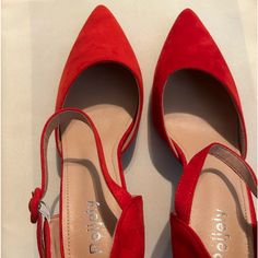 Peijely Women’s Sling Back, Low Kitten, Heels, Close Toed, Pumps, Work Shoes, Size 9, With Closed Toe Pumps, Dressy-Work Shoes Red Low Heel Slingback Pumps For Summer, Red Block Heel Slingback Pumps For Party, Red Slingback Pumps For Party With Round Toe, Spring Party Slingback Pumps With Red Sole, Red Slingback Heels For Party, Chic Red Slingback Pumps For Spring, Red Slingback Pumps For Summer Party, Red High Heel Slingback Pumps For Party, Red High Heel Slingback Pumps For Spring