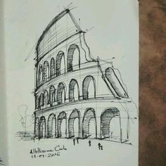 a drawing of the colossion in rome