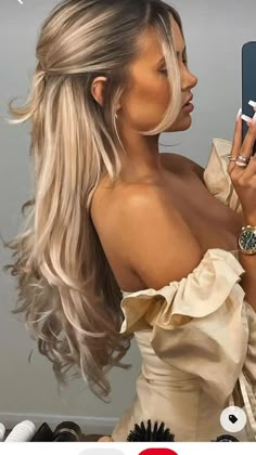 Cute Blonde Hair, Ball Hairstyles, Cute Blonde, Prom Hairstyles For Long Hair, Blonde Hair Inspiration, Hair Color For Women, Wedding Hair Makeup, Long Blonde, Formal Hairstyles