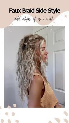 Braid On One Side Hair Down, Wavy Hair With Side Braid, Hair Braided On One Side, Small Braids Long Hair, Braid In Curled Hair, Hair Down Small Braid, Mermaid Side Braid, Boho Braids Fine Hair, Side Braid With Hair Down