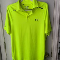 Under Armour Bright Fluorescent Neon Yellow Green Short Sleeve Athletic Polo Shirt. Light Weight With Stretch. Nwot. Short Sleeve Collared Polo. Loose Fit. Medium. 22 Pit To Pit. 28 Length. Yellow Sports Shirt For Summer, Yellow Summer Sports Shirt, Neon Cotton Short Sleeve Tops, Yellow Sporty Shirt For Sports, Sporty Yellow Shirt For Sports, Casual Green Under Armour Top, Casual Green Tops By Under Armour, Yellow Short Sleeve Sports Top, Under Armour Shirts