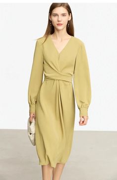 Minimalist V-neck A-Line Midi Dress – BEYOND