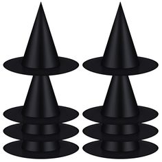 three black witches hats on top of each other