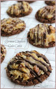 german chocolate cake cookie with frosting and nuts