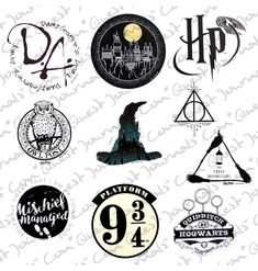 harry potter stickers on a white background