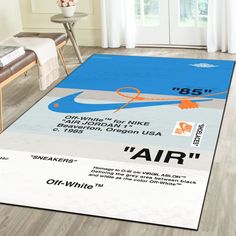 an area rug with the words air on it