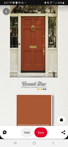 a red door with the words beauti - lane on it and an orange front door