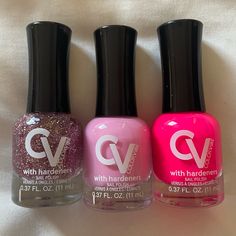 Set Of Three Brand New, Unopened Color Vibe Nail Polishes With Hardeners. Beautiful Pink Colors, Perfect For A Diy Manicure Or Pedicure. ***Comes From A Clean & Healthy, Smoke-Free & Pet-Free Home*** Color Vibe Nail Polish, Cool Pink Nail Polish, Pink Tint Nail Polish, Barbie Pink Nail Polish, 2000s Nail Polish, Sparitual Nail Polish Colors, Diy Christmas Village Displays, Diy Christmas Village, Color Vibe