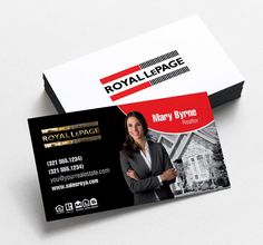 a business card with an image of a real estate agent on the front and back