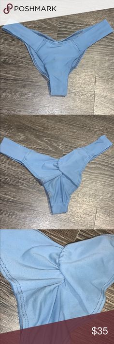 Montce Blue Additional Coverage Uno Bottom Used in good condition! Some minor pilling on the back of bottoms as shown. Top is in great condition! Size XS bottoms and M top Montce Swim Bikinis Fitted Blue Bottoms For Sunbathing, Blue Fitted Brief Swimwear, Fitted Blue Brief Swimwear, Fitted Light Blue Lined Swimwear, Light Blue Fitted Bottoms For Vacation, Fitted Light Blue Bottoms For Vacation, Fitted Light Blue Bottoms For Beach Season, Montce Swim, Womens Swim