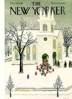 the new yorker magazine cover shows people walking in front of a white building with a clock tower