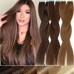 (eBay) Hair Type US HIGH QUALITY --- 100% Virgin Human Hair Remy Tape In Hair Extensions, Invisible Thick-Glue Seamless Fusion Skin Weft. Try & dye one piece hair to make sure the hair is not spoiled when dying instead of dying the whole hair extensions. One Piece Hair, Human Hair Color, Medium Blonde, Hair Color Shades, Malaysian Hair, Hair Brands, Remy Hair Extensions, Tape In Hair Extensions, Dark Blonde