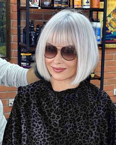 These Are The Top 50 Hair Color Ideas for Winter 2024 One Length Hair With Bangs, Short Hair Styling Ideas, Short Hair Styling, Hair Styling Ideas, Bobbed Hairstyles With Fringe, Grey Bob Hairstyles, Winter Hair Color Ideas, Flattering Hairstyles