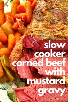 slow cooker corned beef with mustard gravy Corned Beef Sauce, Tender Corned Beef, Best Corned Beef Recipe, Corned Beef Recipes Slow Cooker, Beef Gravy Recipe, Baked Corned Beef, Crock Pot Corned Beef, Homemade Corned Beef, Slow Cooker Corned Beef