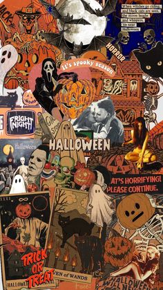 a collage of halloween stickers on a white background