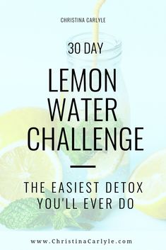 lemon water with the words 30 day lemon water challenge