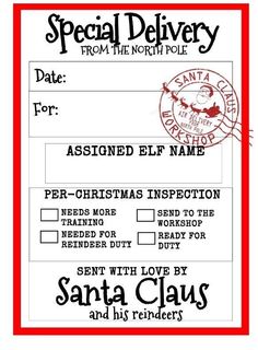 santa claus's special delivery form from the north pole