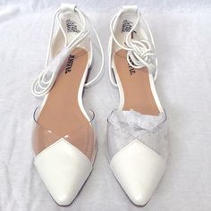 Brand New In Original Box! White Lace-up Chic Flats, Chic White Lace-up Flats, Burgundy Flats, Womens Black Flats, Pointed Flats, Just Fab Shoes, Justfab Shoes, Black Leather Loafers, Suede Flats