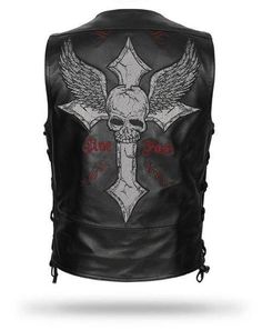 harley-skull-leather-jacket Harley Skull, Harley Davidson Clothing, Mens Outdoor Clothing, Leather Waistcoat, Black Motorcycle, Embroidered Leather, Motorcycle Style, Buffalo Leather, Genuine Leather Jackets